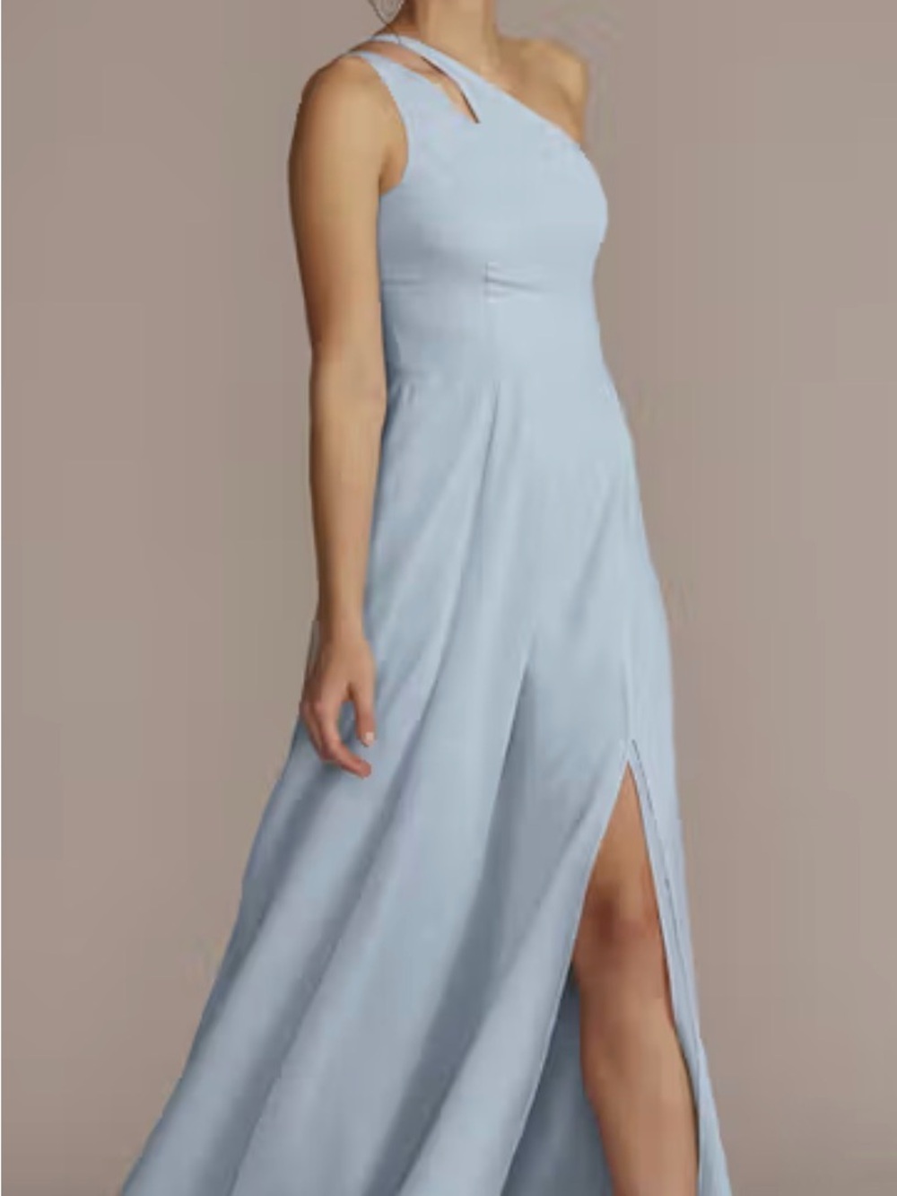 CELEBRATE DB STUDIO
Chiffon One-Shoulder Cutout Dress dusty blue
STYLE# F20458